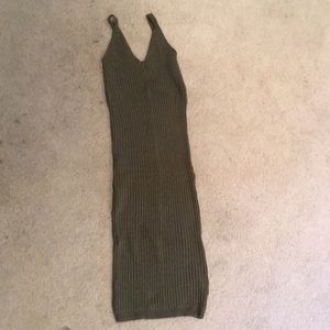 Camo green ribbed bodycon dress